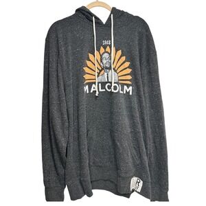 Roots of Fight Malcolm X 1965 Hoodie Charcoal Grey Speckled Pullover XXL